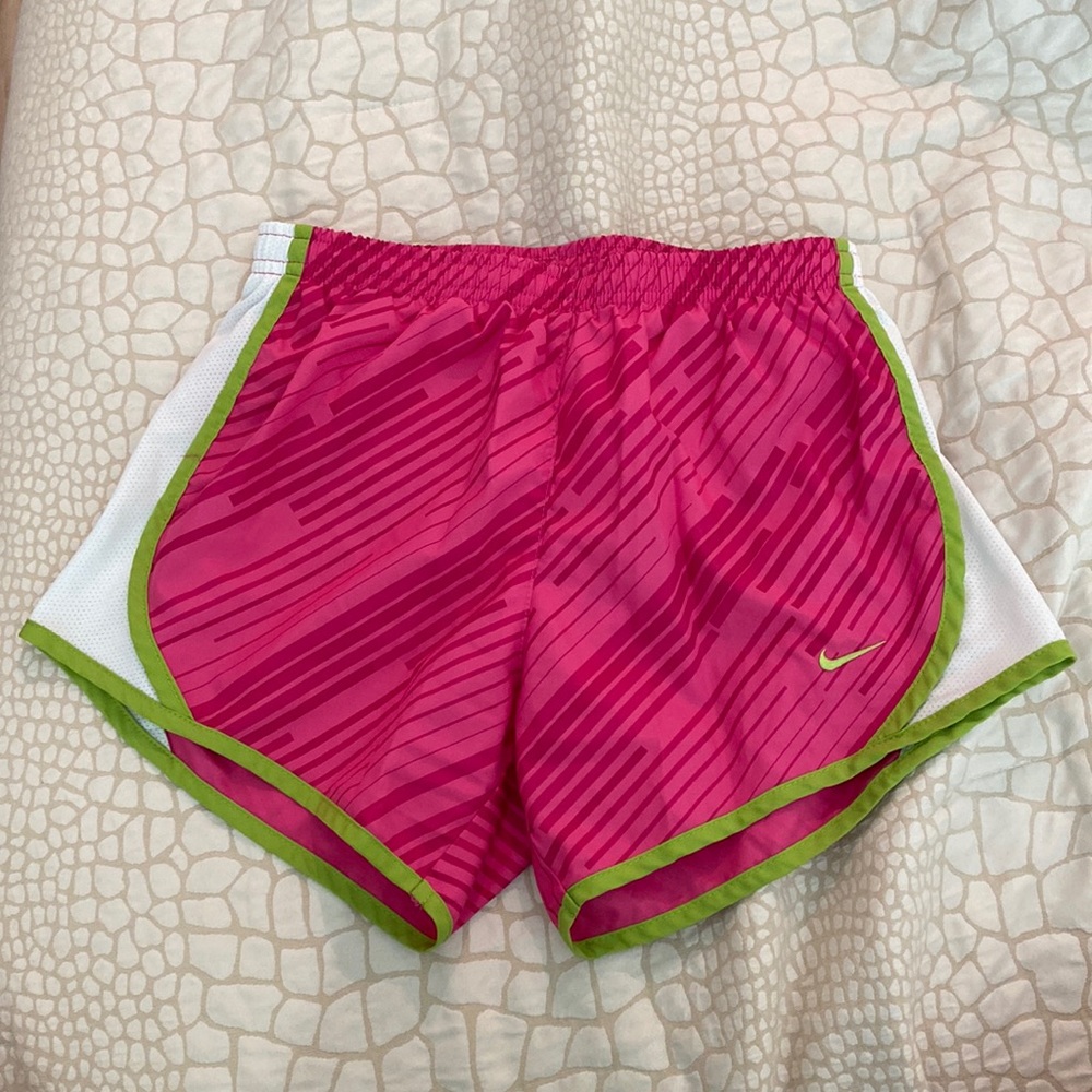 NWOT Nike Girls pink and green shorts size L